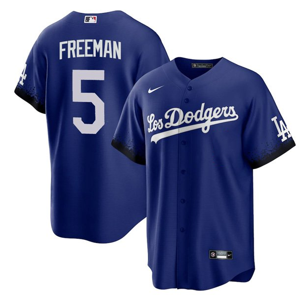 Men's Los Angeles Dodgers #5 Freddie Freeman Royal City Connect Cool Base Stitched Baseball Jersey